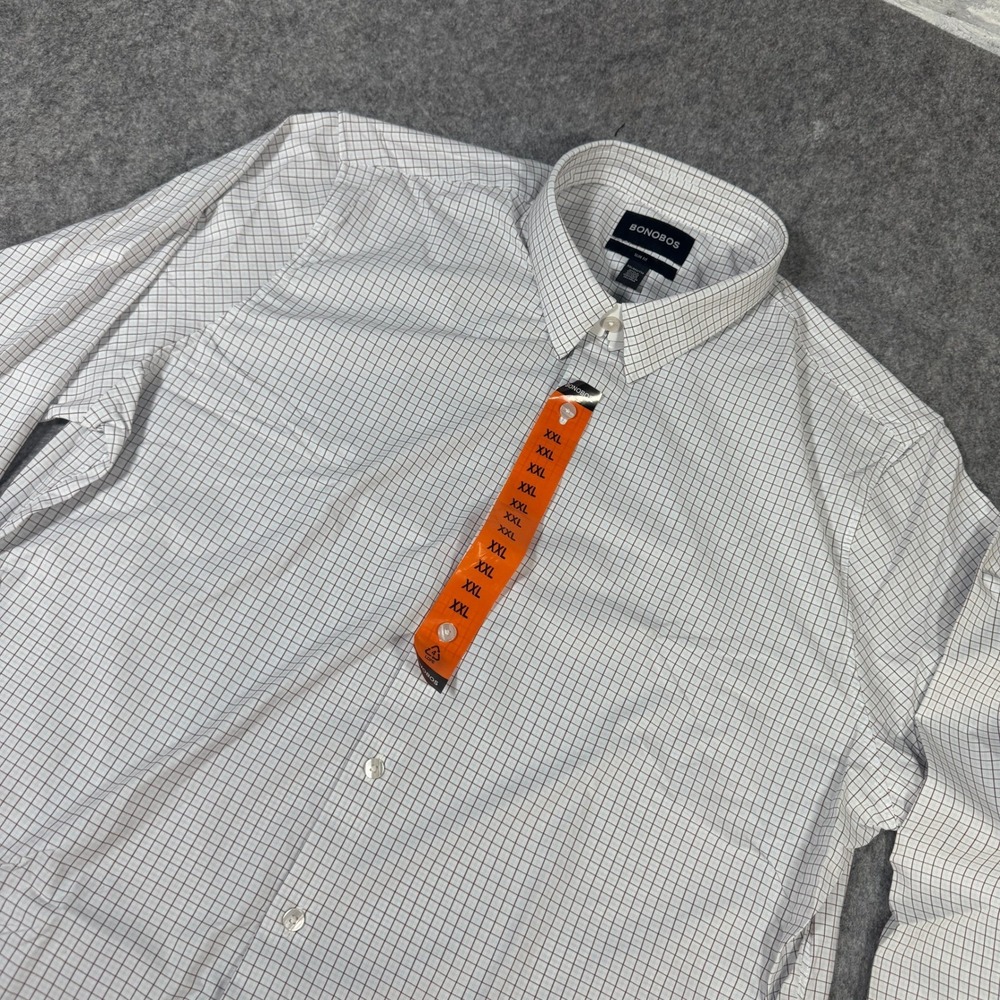 Bonobos Jetsetter Slim Fit Dress Shirt XXL Mens White Brown Check Stretch 3030